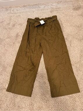 H&M Olive Paperbag Waist Chinos with Self-Tie